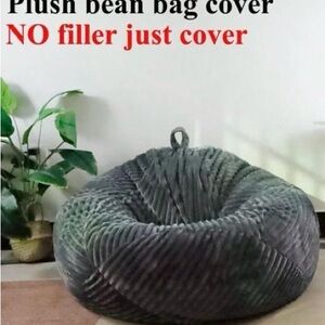 Gray Plush Bean Bag Cover